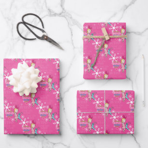 Feuille De Papier Cadeau Cindy-Lou Qui Bon Motif De Flocon De Neige Rose