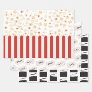 Feuille De Papier Cadeau Cinéma Popcorn Retro