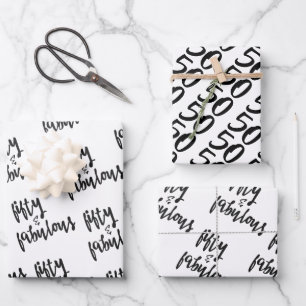 Feuille De Papier Cadeau Cinquante et fabuleux - 50e anniversaire amusant