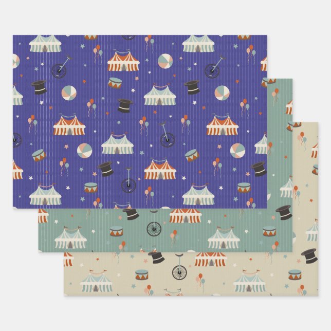 Feuille De Papier Cadeau Cirque Fun (Lot)