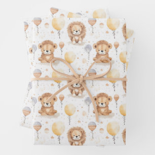 Feuille De Papier Cadeau Cirque mignon motif ballons lions Shower bébé