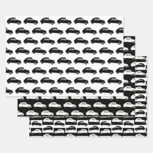 Feuille De Papier Cadeau Citroen noir et blanc 2 CV Motif
