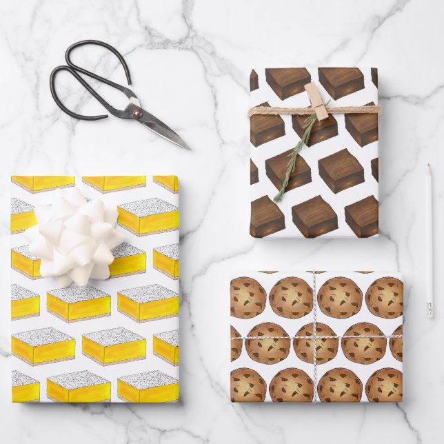 Feuille De Papier Cadeau Citron Carré Brownies Traybake Cuisine Bake Vente (Recto)