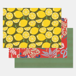 Feuille De Papier Cadeau Citron Jaune Moderne Amusant mignon