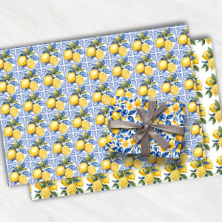 Feuille De Papier Cadeau Citron Motif Citrus Fruit Tropical Été