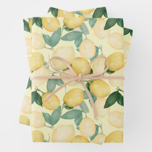 Feuille De Papier Cadeau Citrons à l'aquarelle