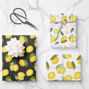 Feuille De Papier Cadeau Citrons jaunes sur la vigne