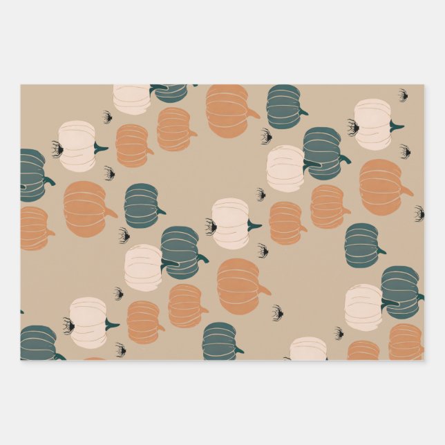 Feuille De Papier Cadeau Citrouille Helloween (Devant)