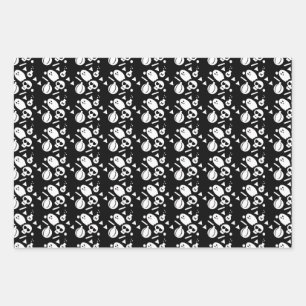 Feuille De Papier Cadeau Citrouille squelette d'Halloween paillettes effray