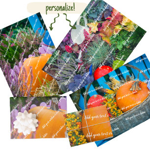 Feuille De Papier Cadeau Citrouilles d'automne, baies et fleurs de jardin