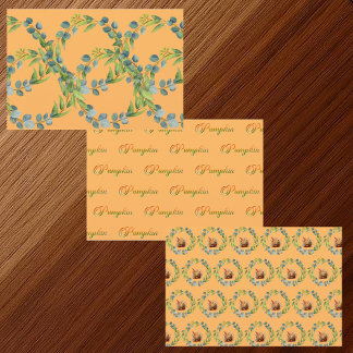 Feuille De Papier Cadeau Citrouilles d'automne Verdure Couronne d'automne F