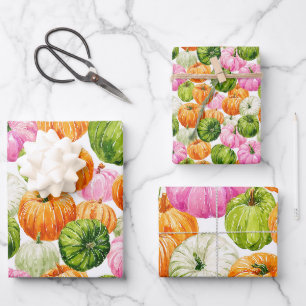 Feuille De Papier Cadeau Citrouilles heureux