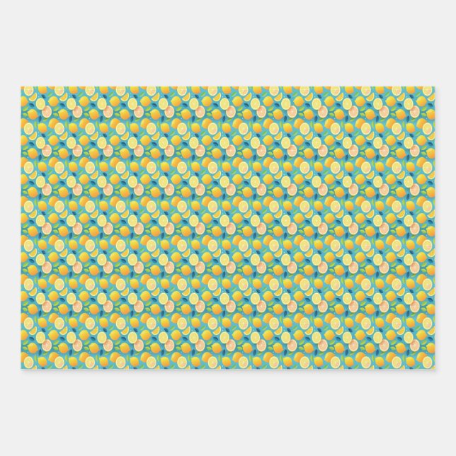 Feuille De Papier Cadeau Citrus botanique de citron frais (Devant 3)