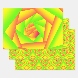 Feuille De Papier Cadeau Citrus vert orange jaune ombre abstrait Conception