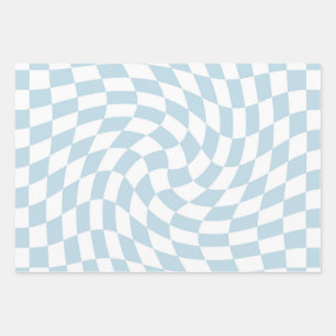 Feuille De Papier Cadeau Clair Retro Blue Pastel Warped Checkerboard