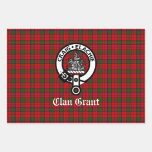 Feuille De Papier Cadeau Clan Grant Crest Badge et Tartan