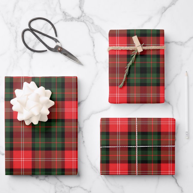 Feuille De Papier Cadeau Clan Nesbitt Tartan Trio (Recto)