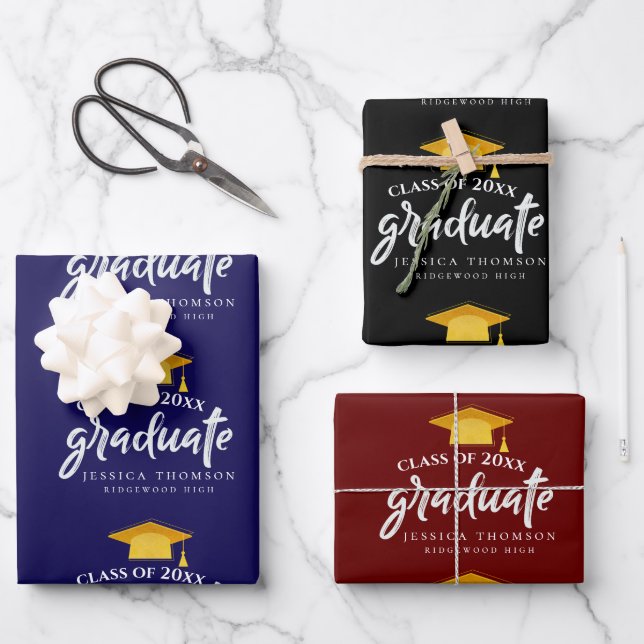 Feuille De Papier Cadeau Classe de 2025 Graduation Félicitations Grad Party (Recto)