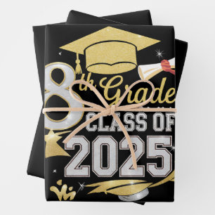 Feuille De Papier Cadeau Classe de 8e année diplômée de la promotion 2025