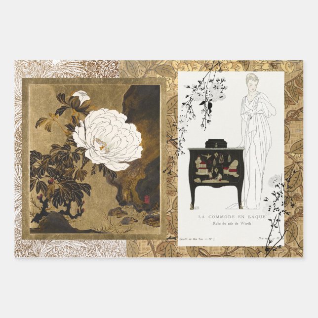 Feuille De Papier Cadeau Classic Antique Coromandel Screen Art (Devant)
