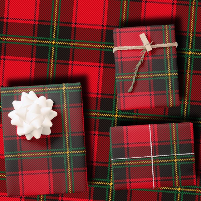 Feuille De Papier Cadeau Classic Red and Green Christmas Tartan Plaid (Créateur téléchargé)