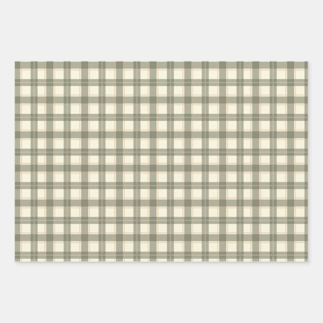 Feuille De Papier Cadeau Classic Sage Tartan Wrapping Paper Sheet Set (Devant)