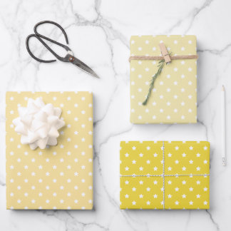Feuille De Papier Cadeau Classic Stars White -3 Yellow