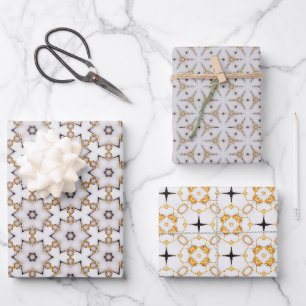 Feuille De Papier Cadeau Classic Stylish Marine Marine Or et blanc