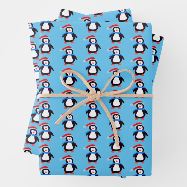 Feuille De Papier Cadeau Classic Winter Penguins (En situation)