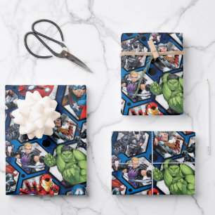 Feuille De Papier Cadeau Classique Avengers   Motif hexagonal Avengers