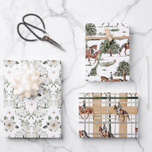 Feuille De Papier Cadeau Classique équitation