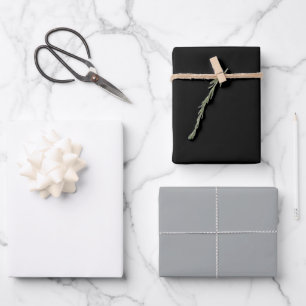 Feuille De Papier Cadeau Classique Sans Temps Traditionnel Noir Gris Et Bla