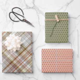 Feuille De Papier Cadeau Classique Taupe Beige Brown gris blanc En vichy