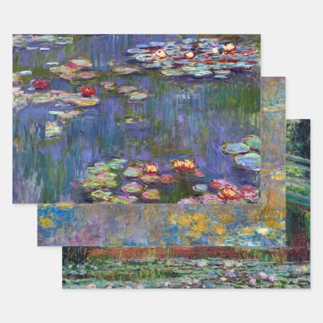 Feuille De Papier Cadeau Claude Monet, Eau Lily Pond (Lot)