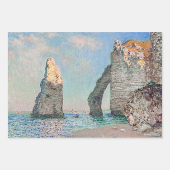 Feuille De Papier Cadeau Claude Monet - Falaises à Etretat (Devant)