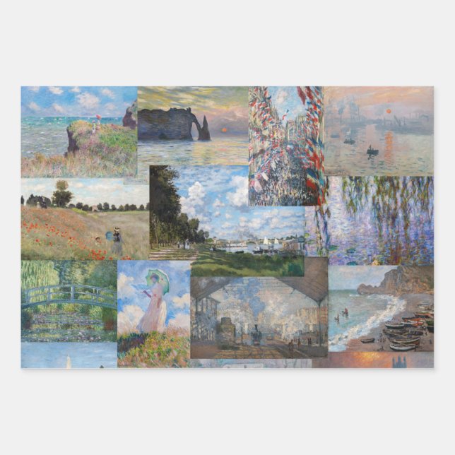 Feuille De Papier Cadeau Claude Monet - Patchwork de chefs-d'oeuvre (Devant)