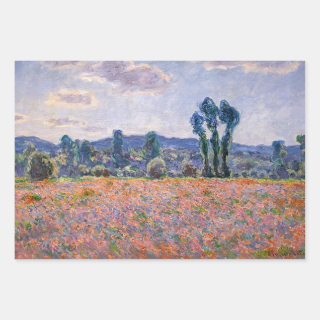 Feuille De Papier Cadeau Claude Monet - Poppy Field 1890 (Giverny) (Devant)