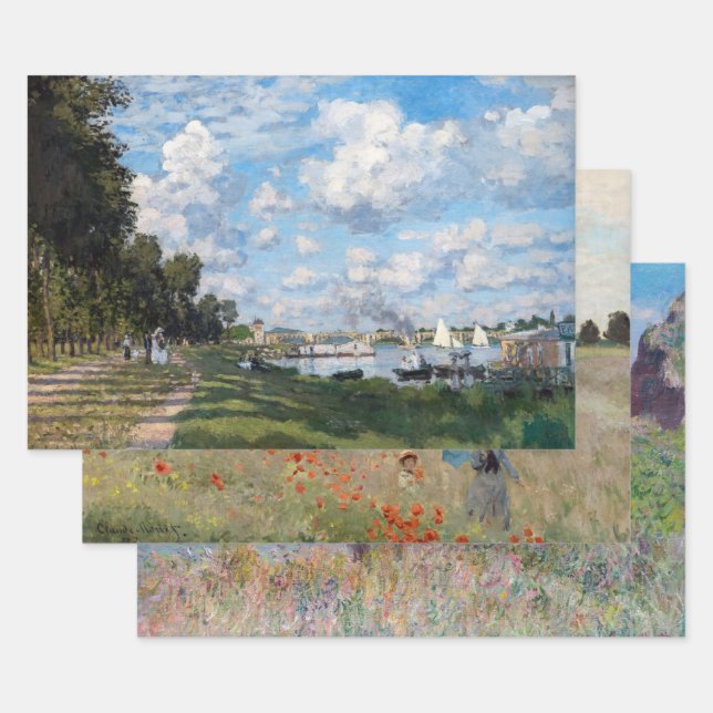 Feuille De Papier Cadeau Claude Monet - Sélection de chefs-d'oeuvre (Lot)