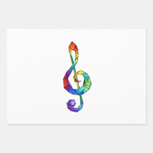 Feuille De Papier Cadeau Clé de musique arc-en-ciel