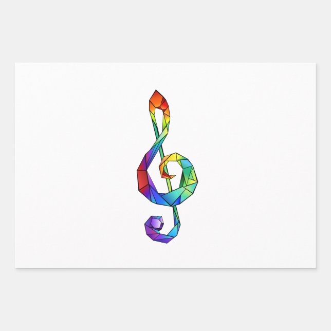 Feuille De Papier Cadeau Clé de musique arc-en-ciel (Devant)