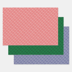 Feuille De Papier Cadeau Clé grecque diagonale do-it-yourself couleurs Moti