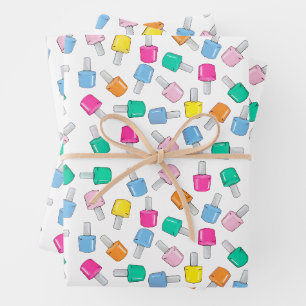Feuille De Papier Cadeau Clou coloré Polonais Beauté Anniversaire Cosmetolo