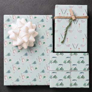 Feuille De Papier Cadeau Clubs de golf et voiturette de golf
