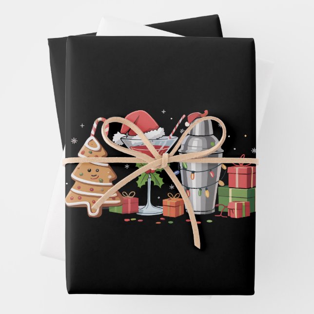 Feuille De Papier Cadeau Cocktail de Noël Espresso Martini Boisson Party (En situation)
