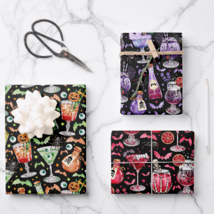 Feuille De Papier Cadeau Cocktails et potions Halloween
