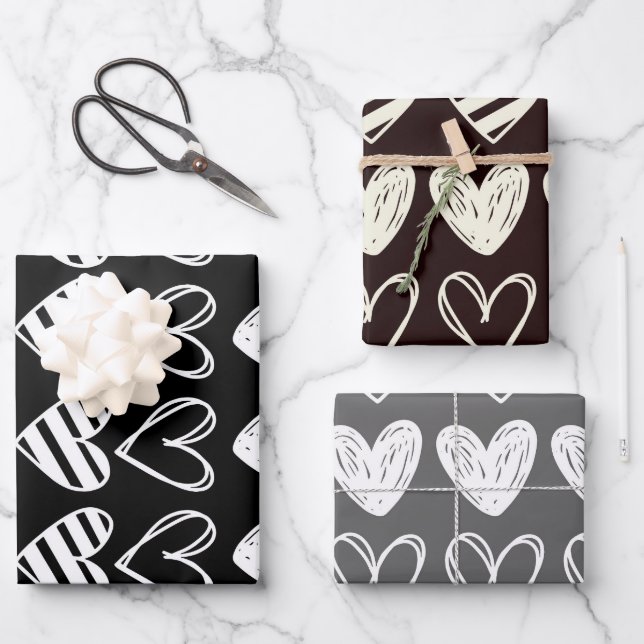 Feuille De Papier Cadeau Coeur blanc #24 (Recto)