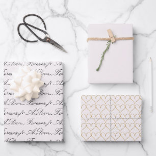 Feuille De Papier Cadeau Coeur chic et blush de l'or