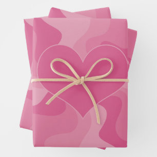Feuille De Papier Cadeau Coeur d'amour - rose