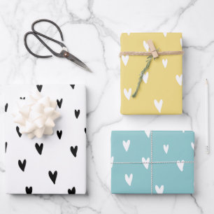 Feuille De Papier Cadeau Coeur giratoire mignon motif l Colorful Bleu Jaune