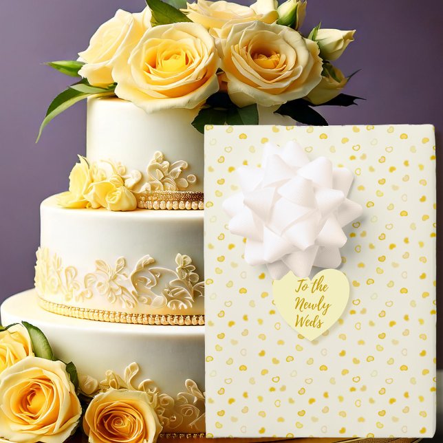 Feuille De Papier Cadeau Coeur-Jaune Mariage-Fête des mères-Saint-Valentin (Hearts-2Yellow Wedding-Mothers Day-Valentine Wrapping Paper Sheets - Wedding Cake -by Leapfroglisics)
